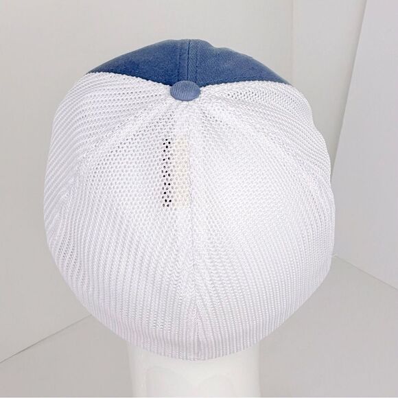 Columbia Blue Canvas White Mesh Tree Flag FlexFit Trucker Hat - Picture 11 of 16
